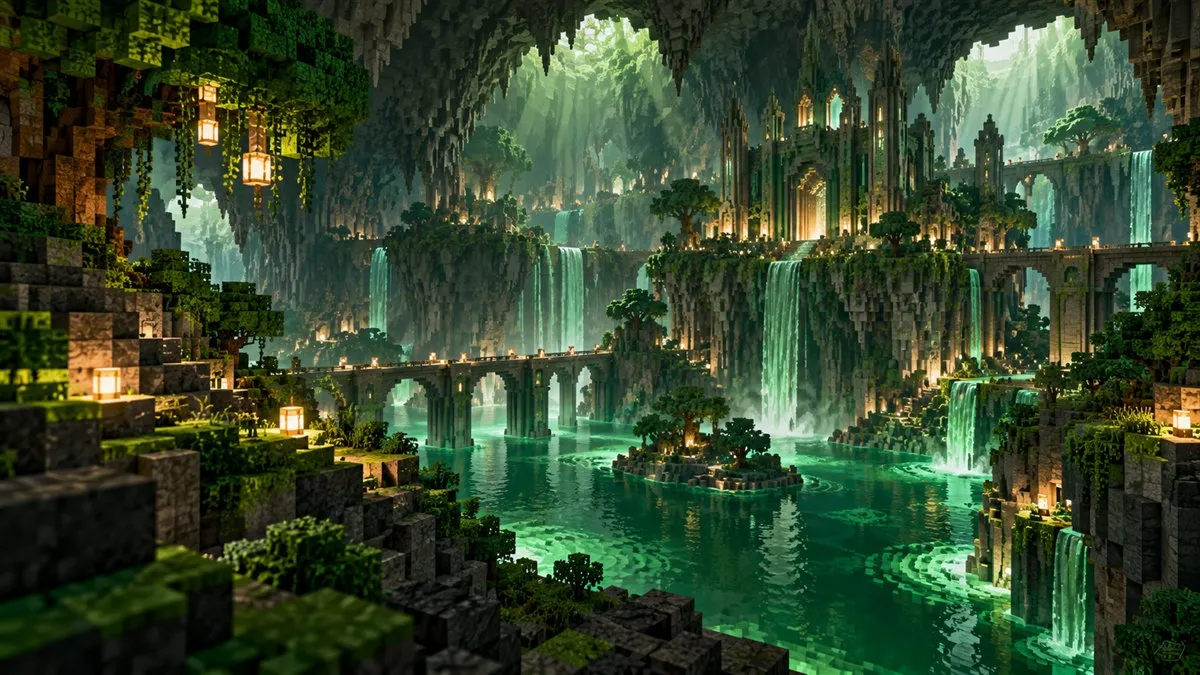 Original voxel-style illustration for Planning an Exploration Modpack Around Shared Libraries